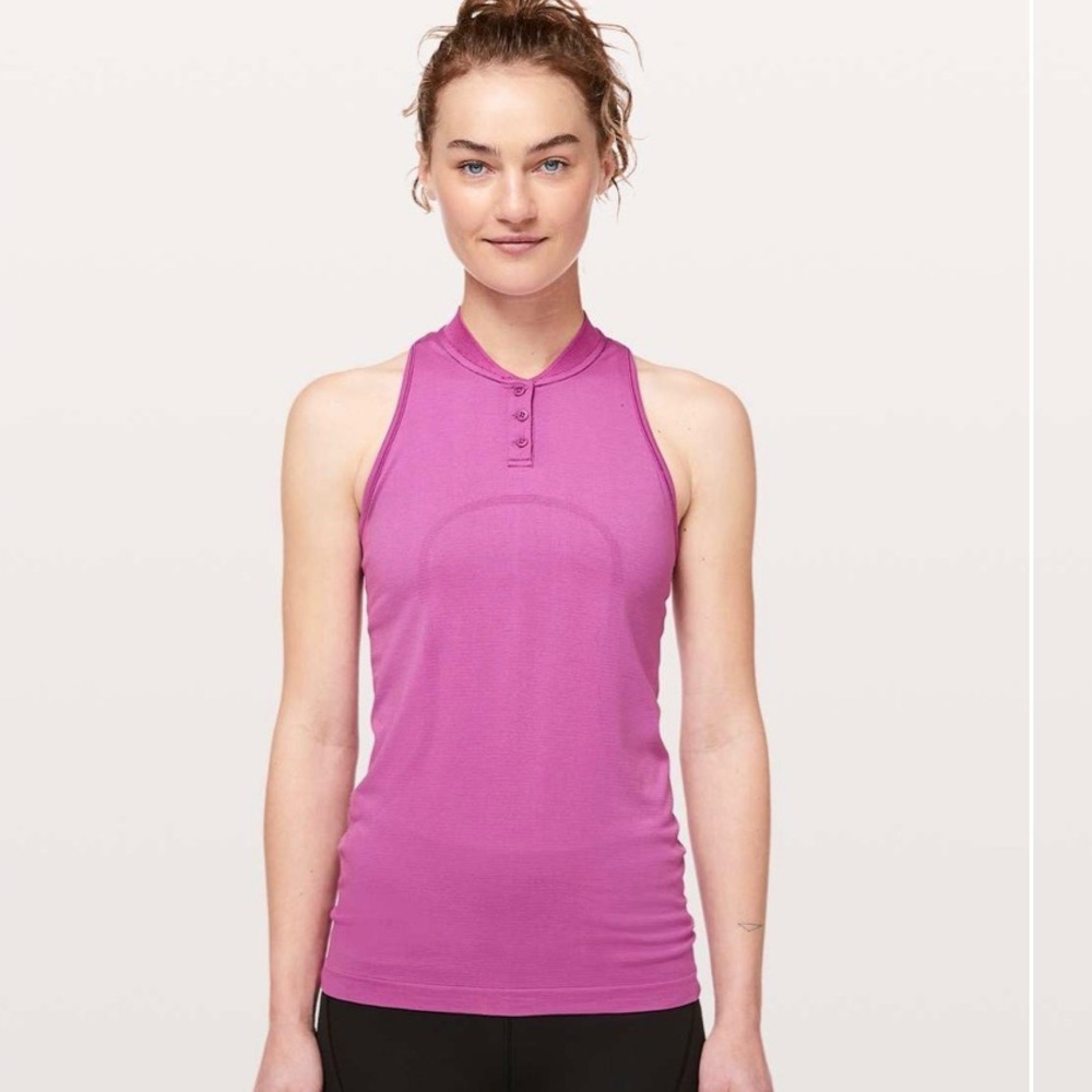 lululemon athletica Swiftly Speed Sleeveless Henley Hyacinth Pink Size 4 EUC